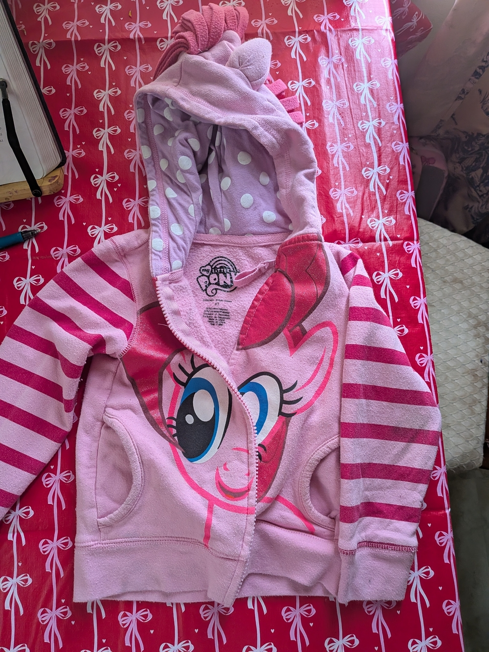 My Little Pony Pink Hooded Zip-Up Sweatshirt with Striped Sleeves